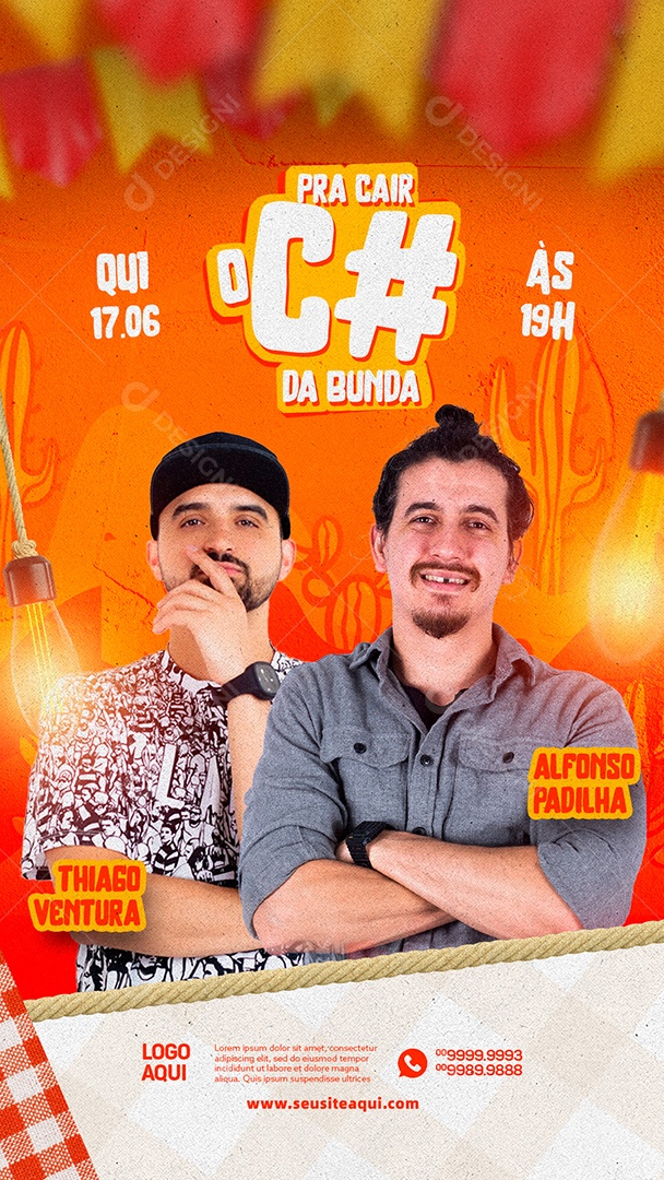 Story Stand Up De São João Com Thiago Ventura e Alfonso Padilha Flyer Social Media PSD Editável
