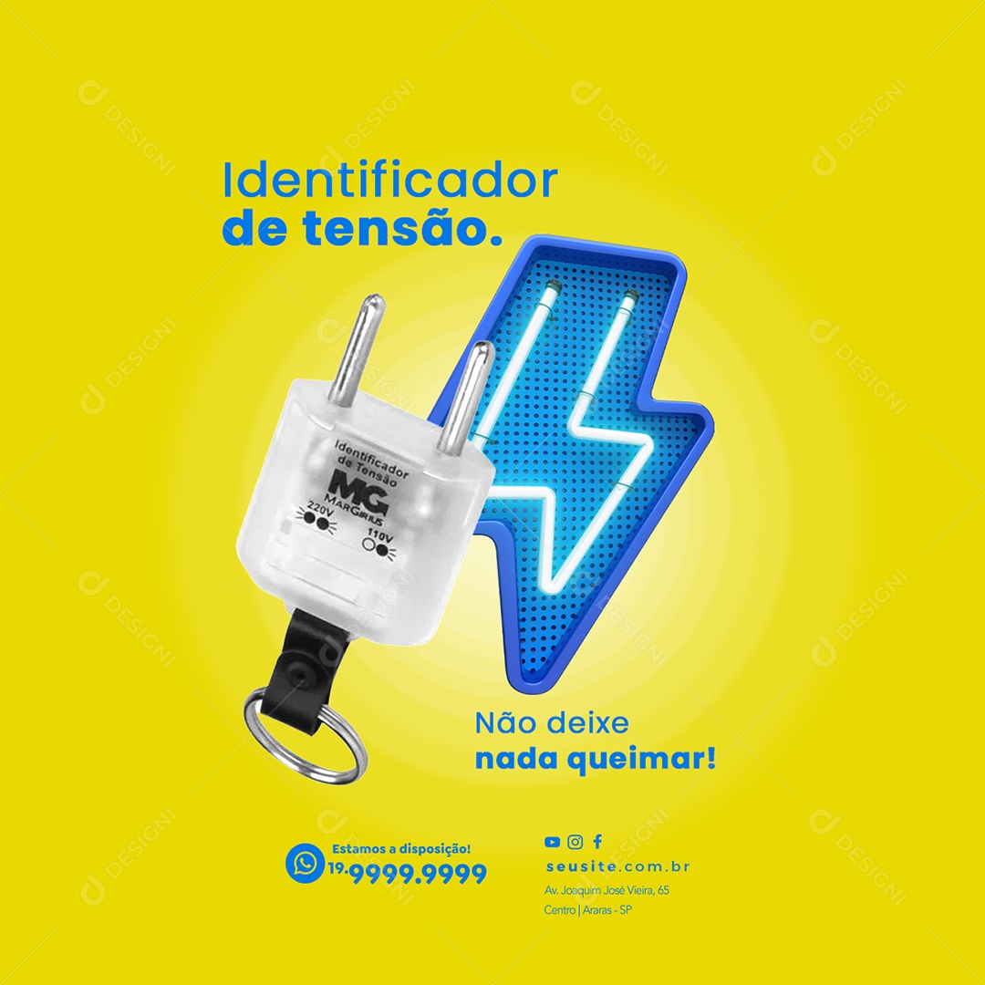 Identificador De Tensão Não Deixe Nada Queimar Casa De Materiais Elétricos Social Media PSD Editável