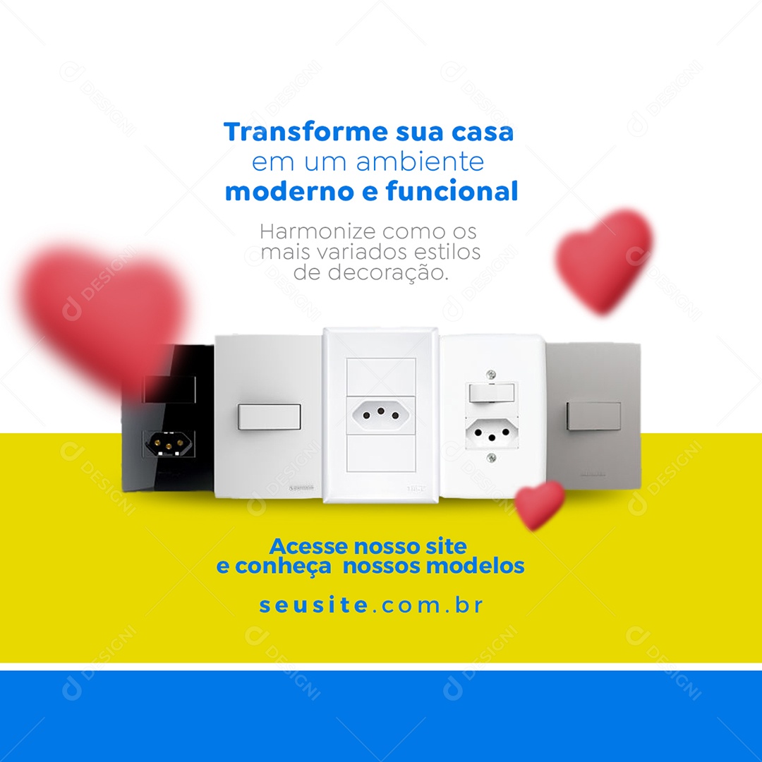 Transforme Sua Casa Em Um Ambiente Moderno e Funcional Casa De Materiais Elétricos Social Media PSD Editável