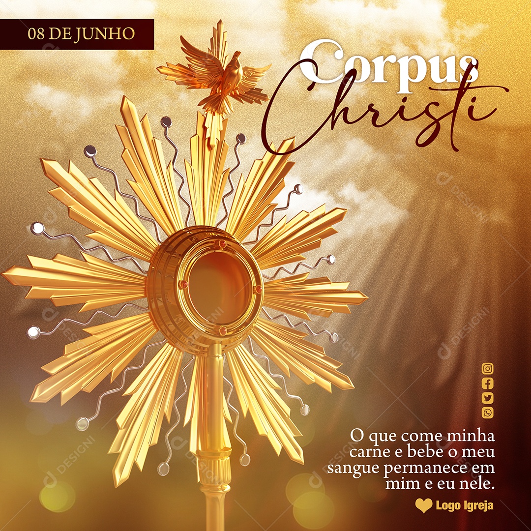 O Que Come Minha Carne E Bebe O Meu Sangue Permanece Em Mim e Eu Nele Corpus Christi Social Media PSD Editável
