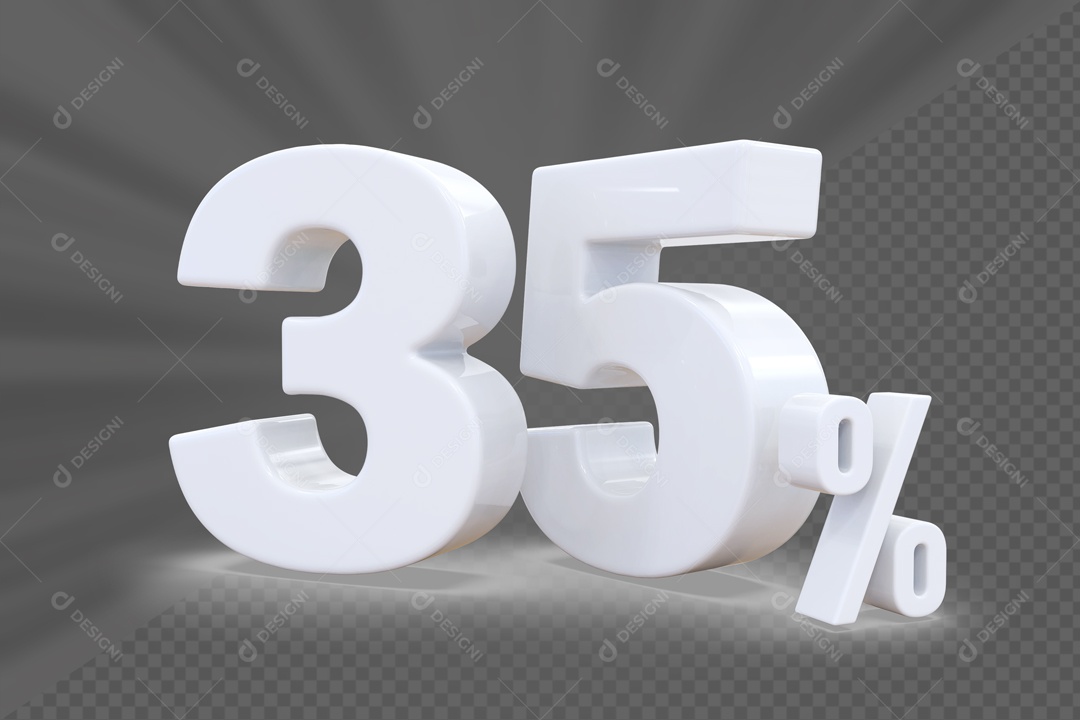 Número 3D 35% Porcento Branco Para Composição PSD