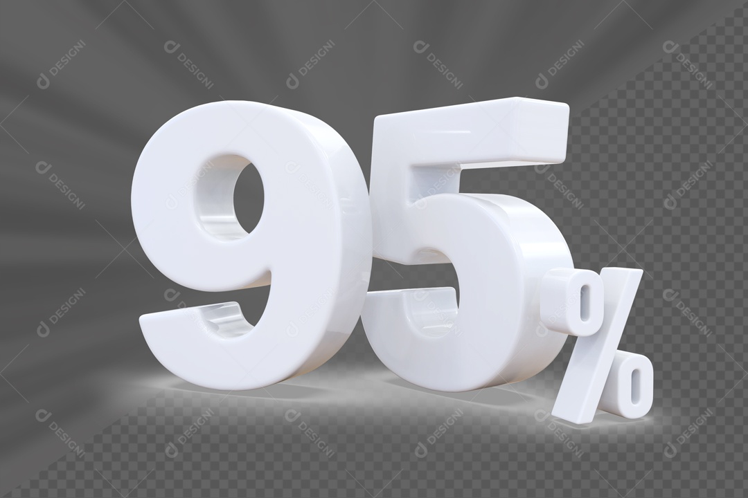 Número 3D 95% Porcento Branco Para Composição PSD
