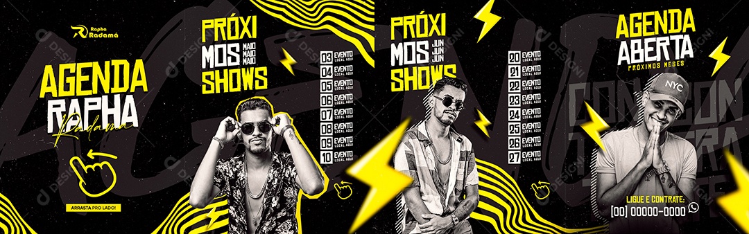 Agendas De Shows  Flyer Carrossel Social Media PSD Editável