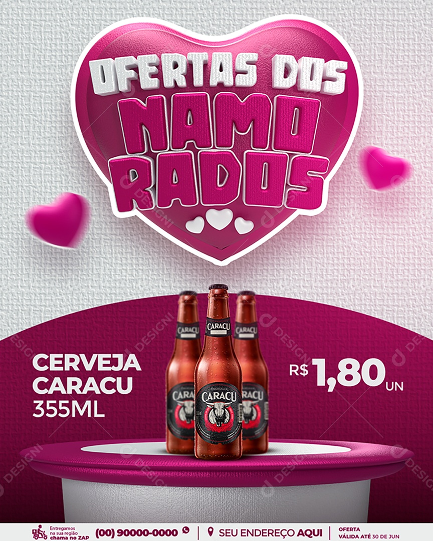 Ofertas Dos Namorados Promoção Cerveja Caracu Social Media PSD Editavel