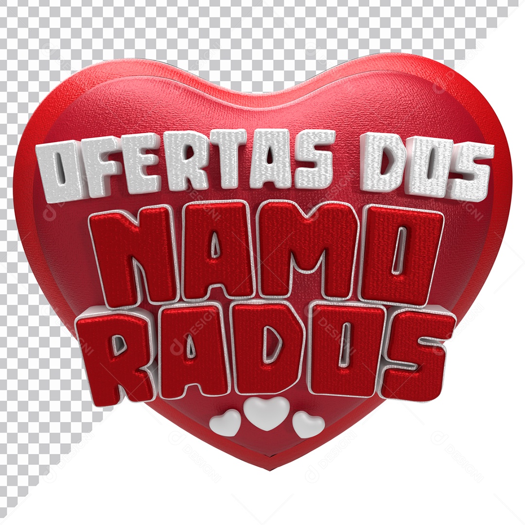 Selo 3D Ofertas Dos Namorados Coração Cor Vermelha Para Composição PSD