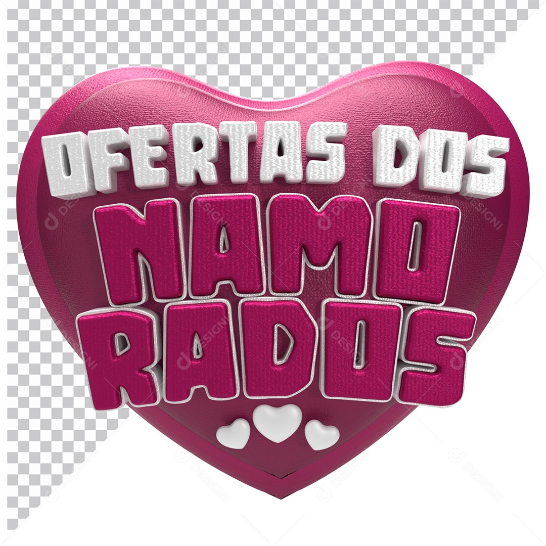 Selo 3D Ofertas Dos Namorados Coração Cor Rosa Para Composição PSD