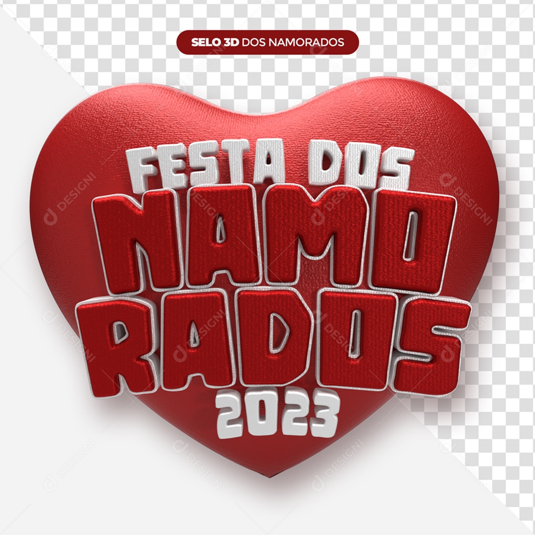 Selo 3D Festa Dos Namorados Coração Para Composição PSD