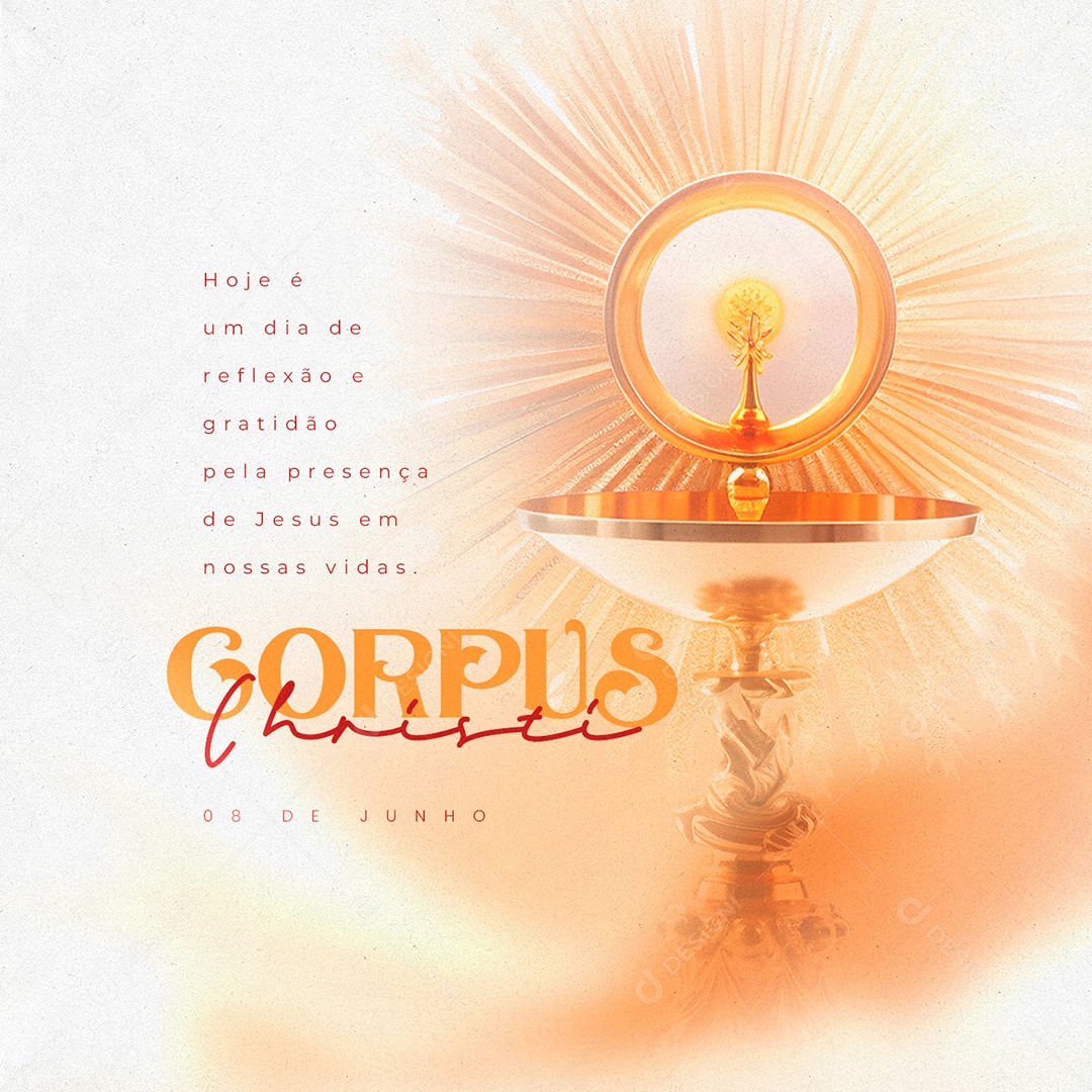 Hoje é Um Dia De Reflexão e Gratidão Corpus Christi Social Media PSD Editável