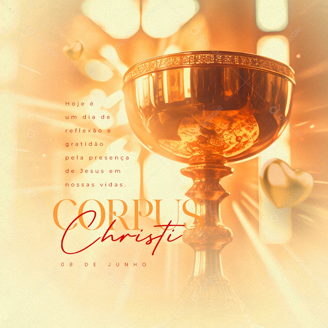 Hoje é Um Dia De Reflexão e Gratidão Corpus Christi Social Media PSD Editável