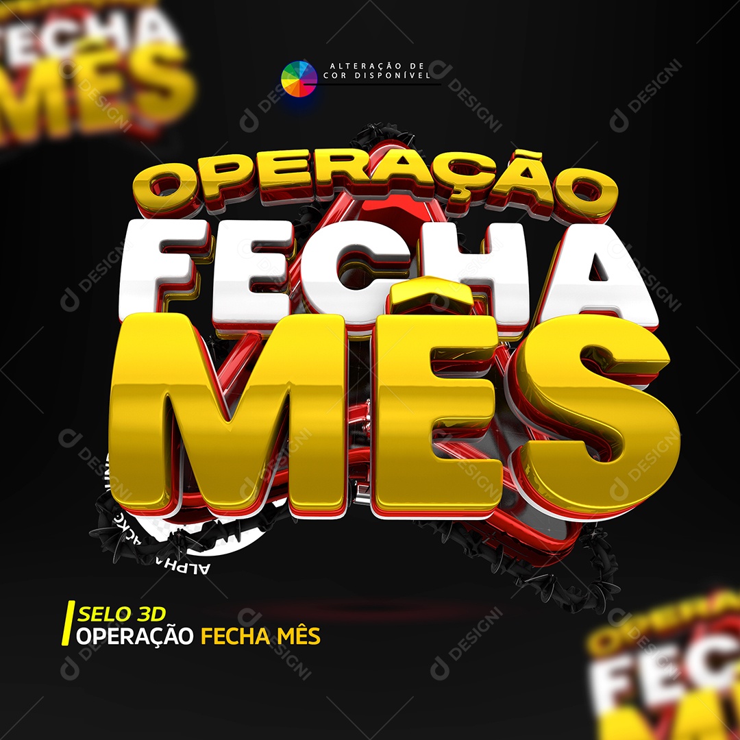 Operação Fecha Mês Selo 3D Para Composição PSD