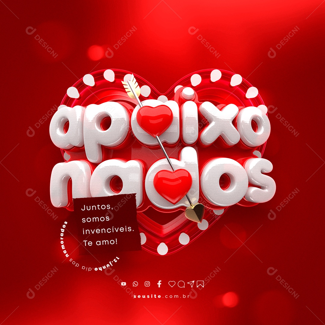 Juntos Somos Invencíveis Te Amo Dia Dos Namorados Social Media PSD Editável