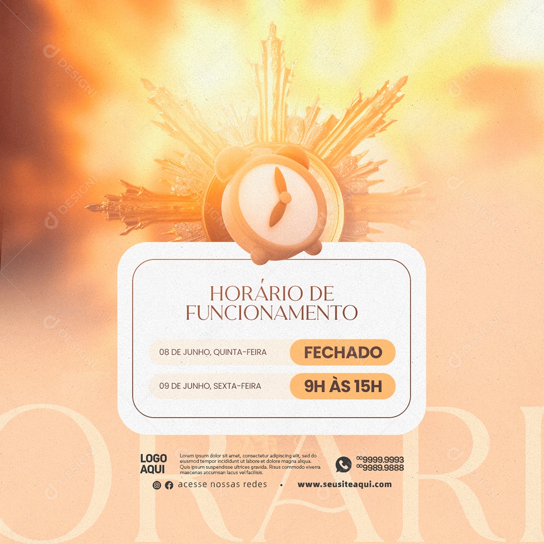 Horário De Funcionamento Informativo Corpus Christi Social Media PSD Editável