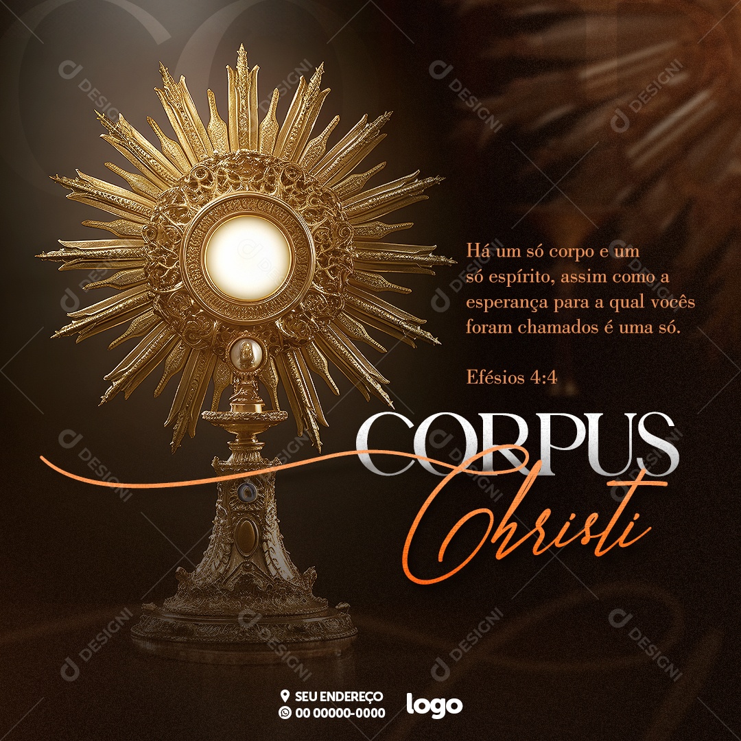 Há Um Só Corpo e Um Só Espírito Corpus Christi Social Media PSD Editável