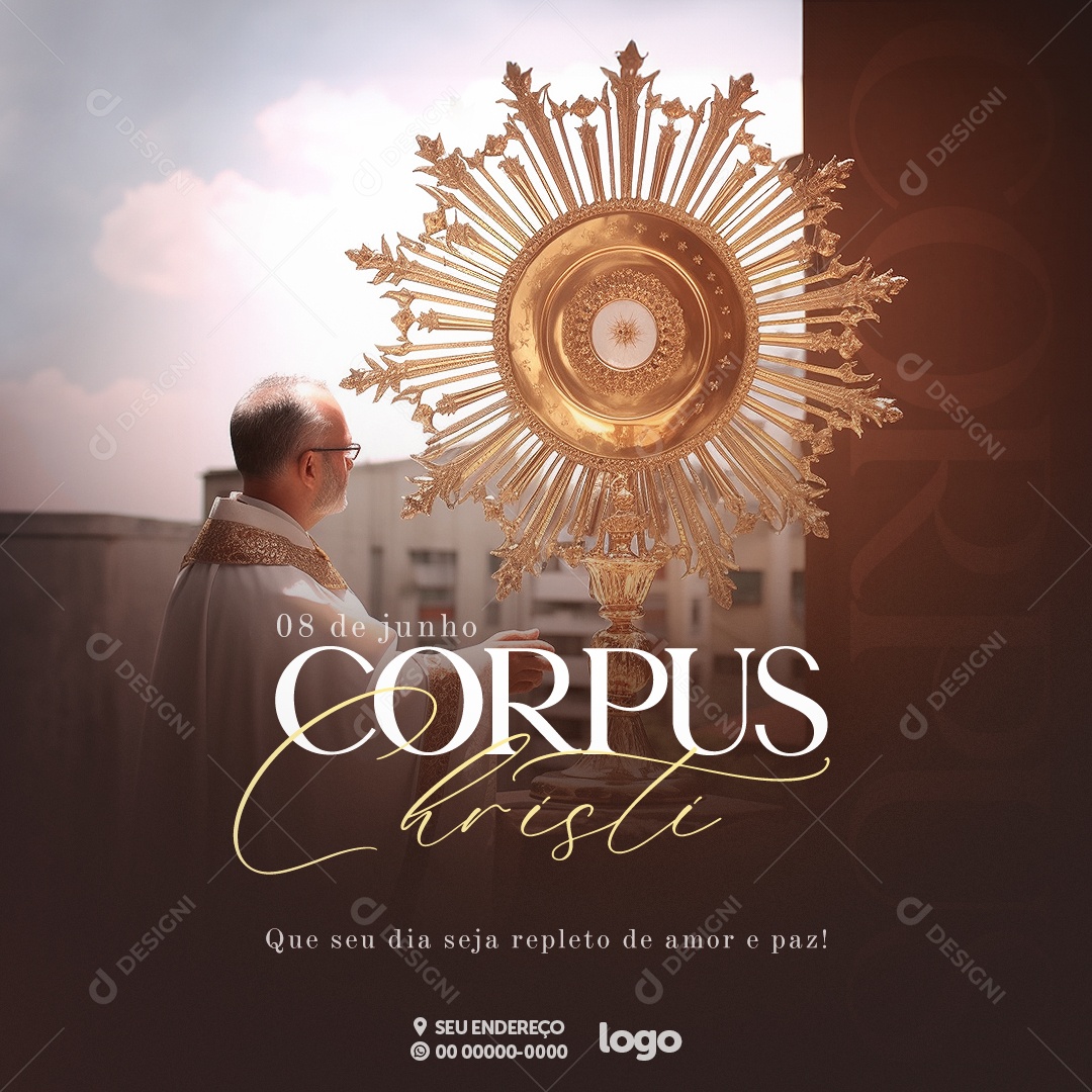 Que Seu Dia Seja Repleto De Amor e Paz Corpus Christi Social Media PSD Editável