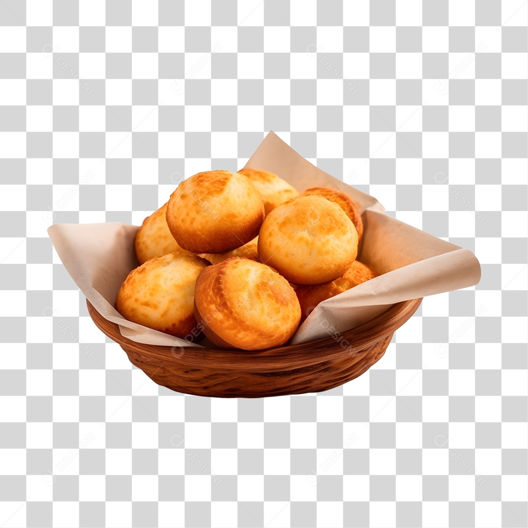 Cesta Com Pães De Queijão PNG Transparente