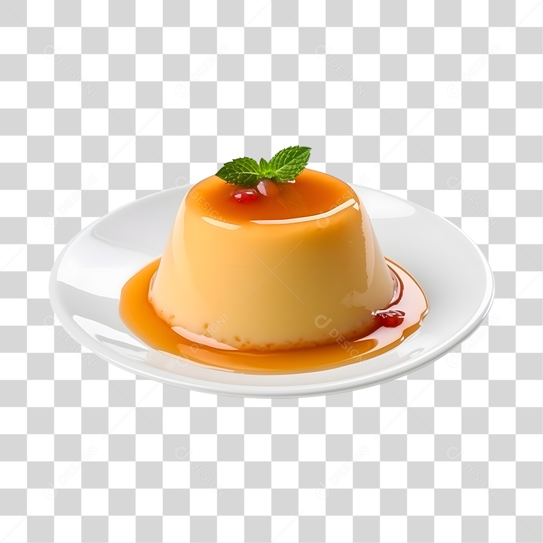 Delicioso Prato Com Pudim PNG Transparente