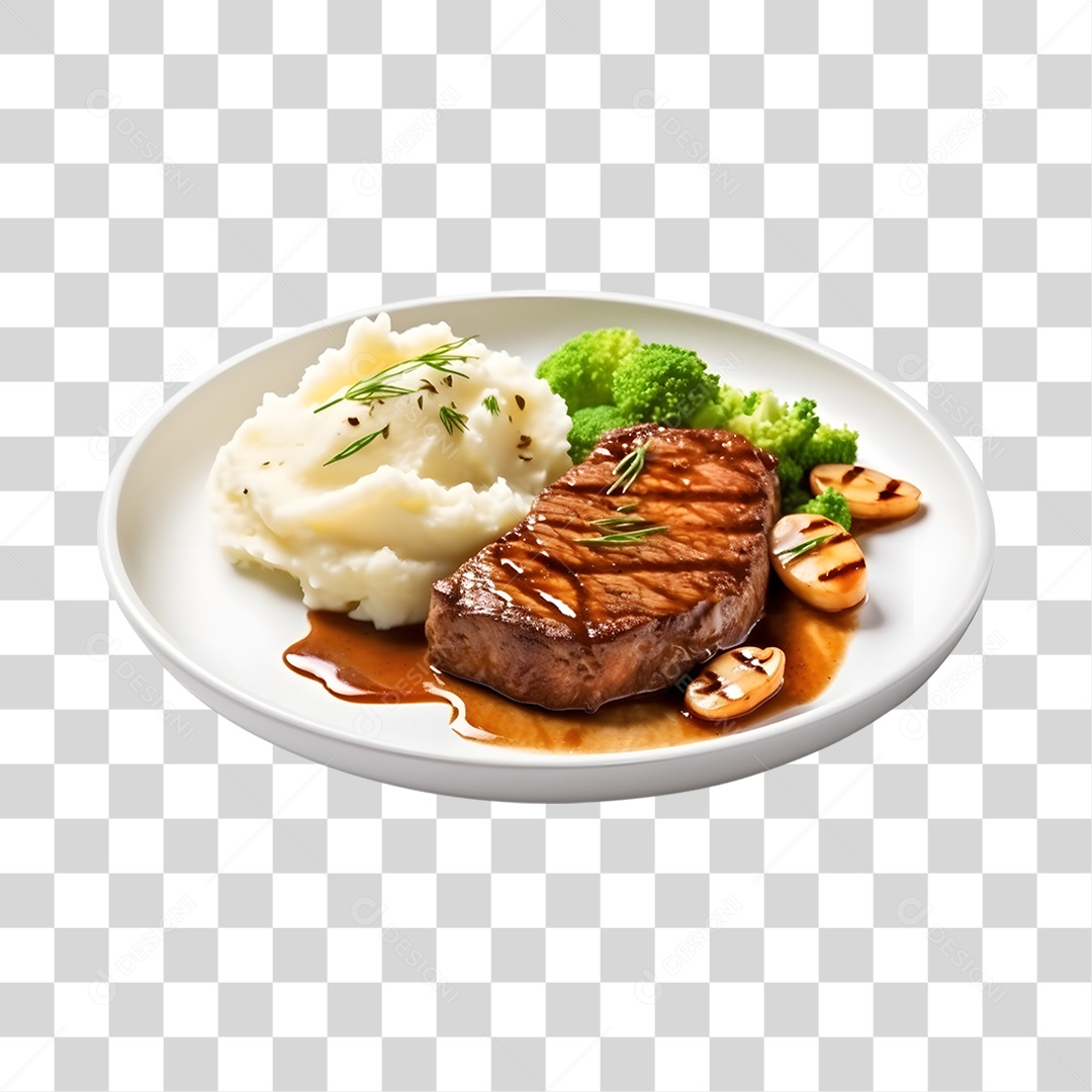 Prato De Comida Arroz E Carne PNG Transparente