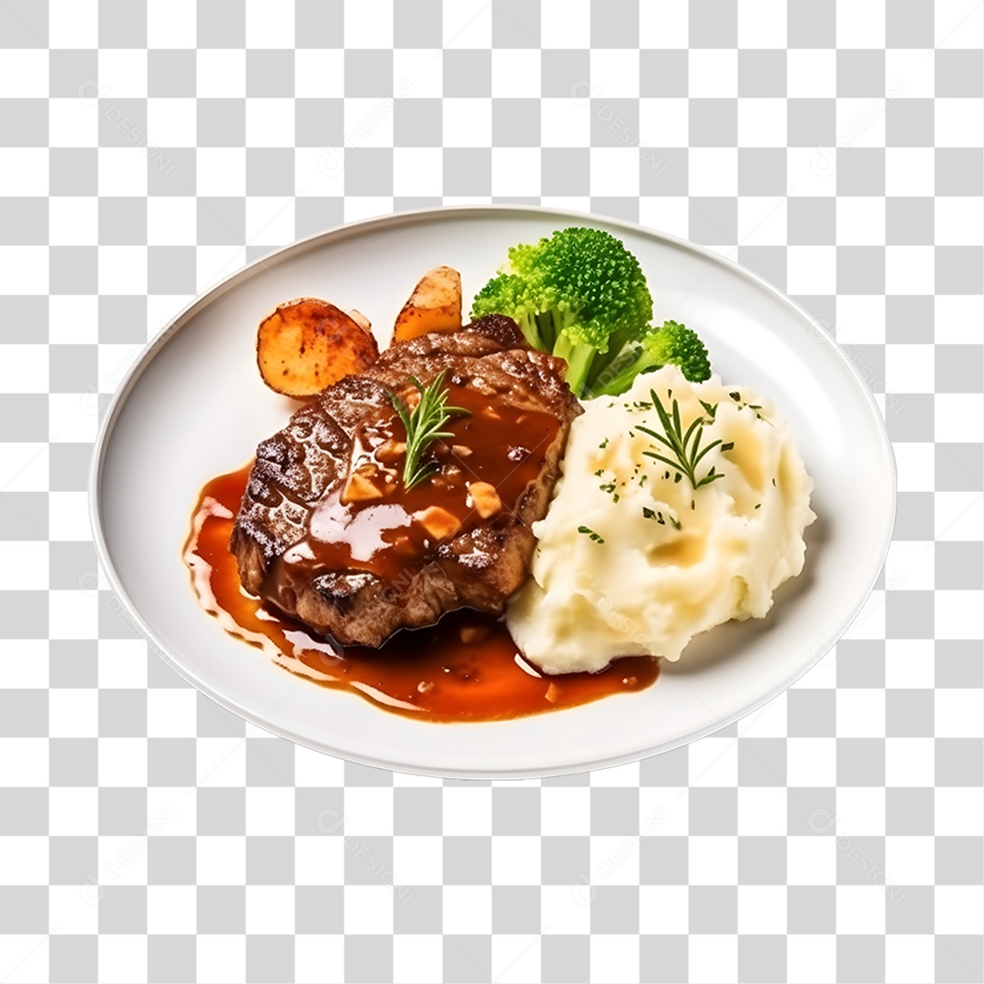 Prato De Comida Arroz E Carne PNG Transparente