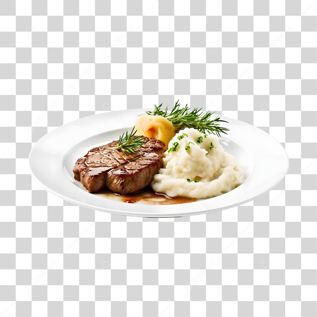 Prato De Comida Arroz E Carne PNG Transparente