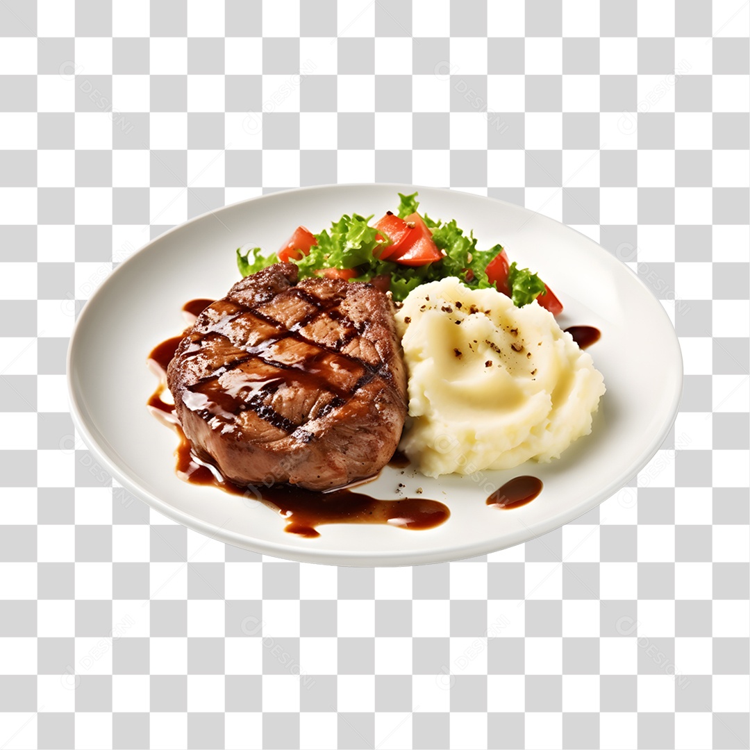 Prato De Comida Arroz E Carne PNG Transparente