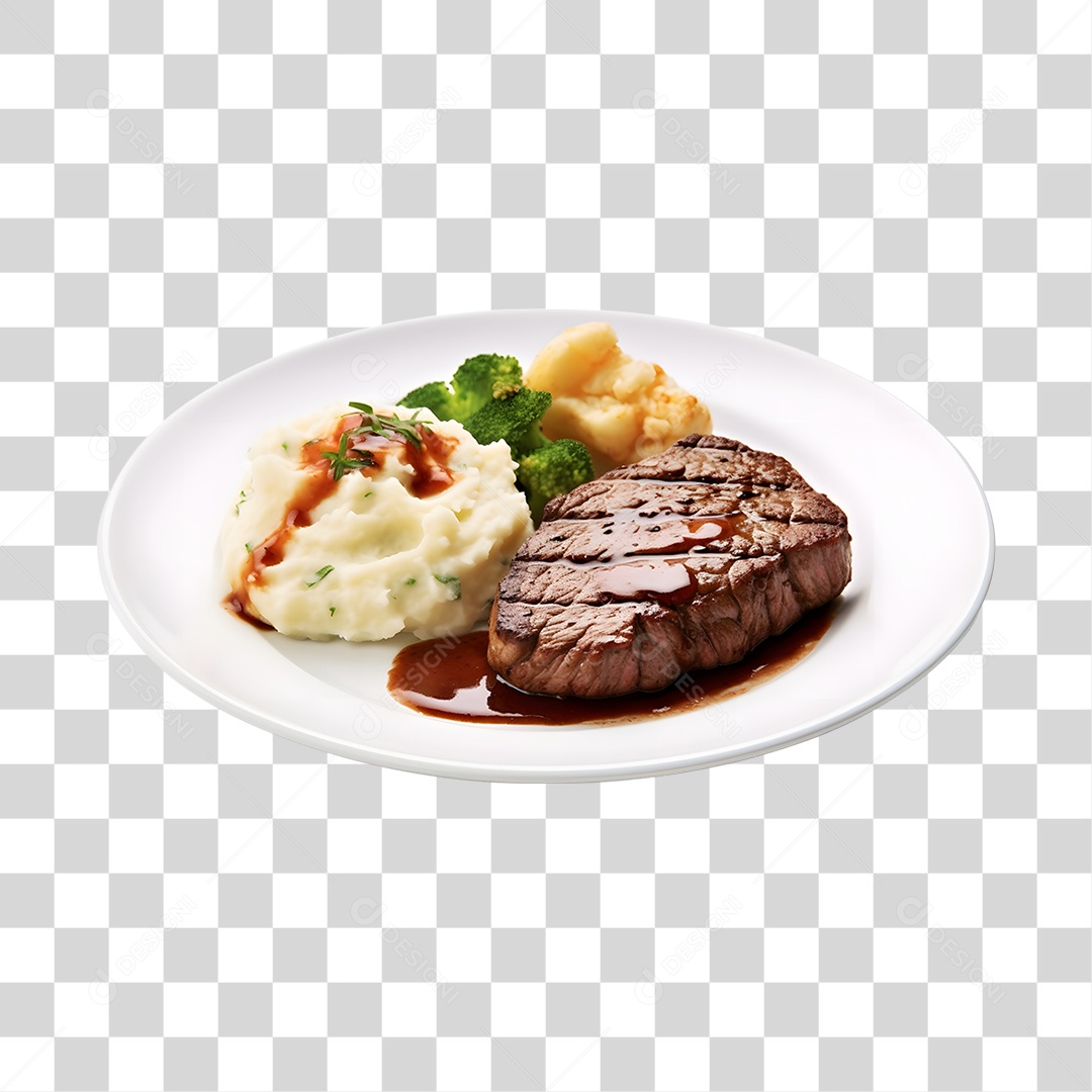 Prato De Comida Arroz E Carne PNG Transparente