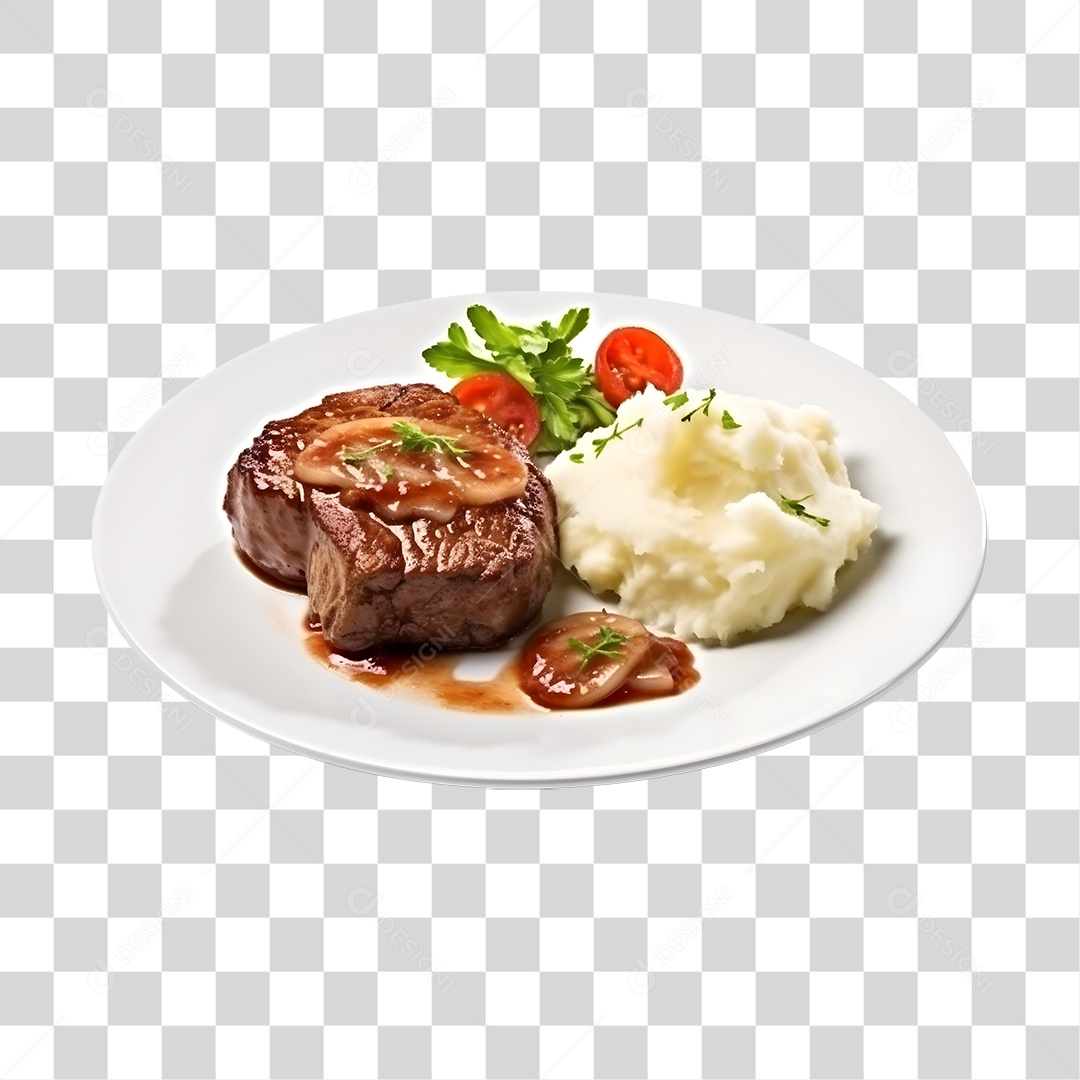 Prato De Comida Arroz E Carne PNG Transparente