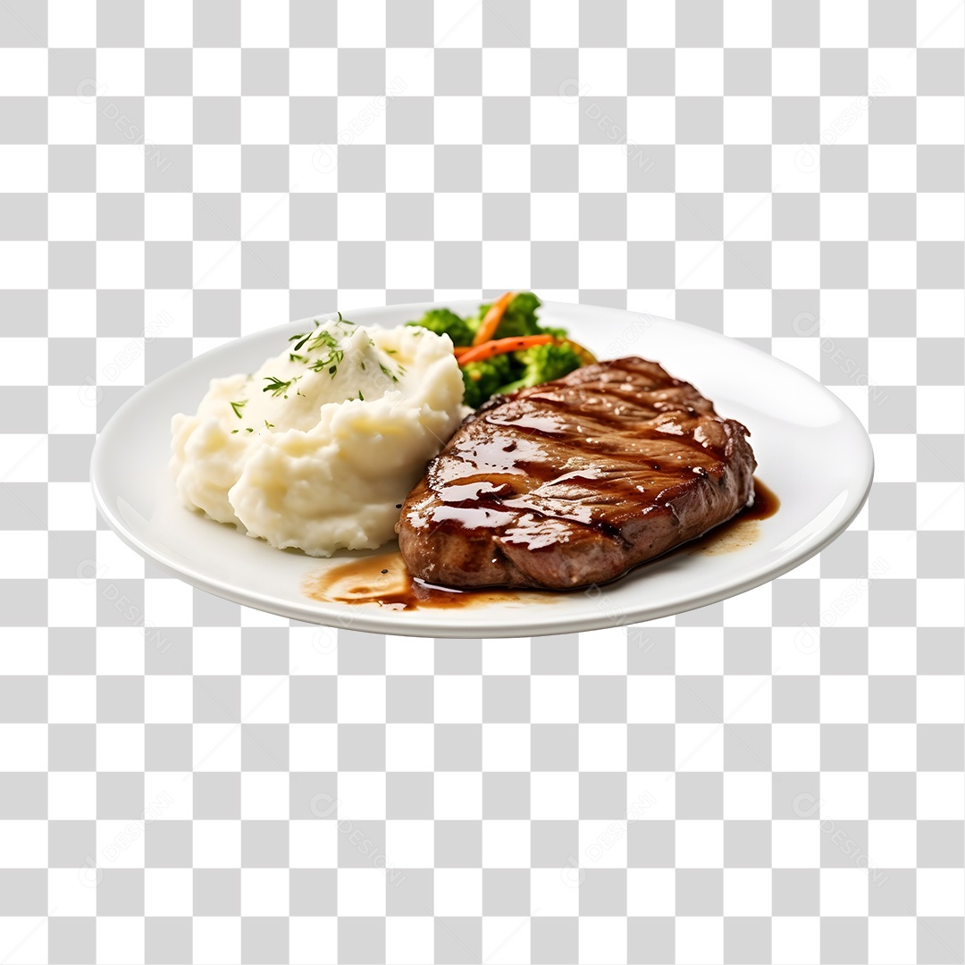 Prato De Comida Arroz E Carne PNG Transparente