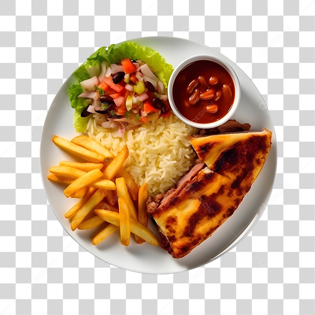 Prato De Comida Arroz Feijão Carne Salada PNG Transparente