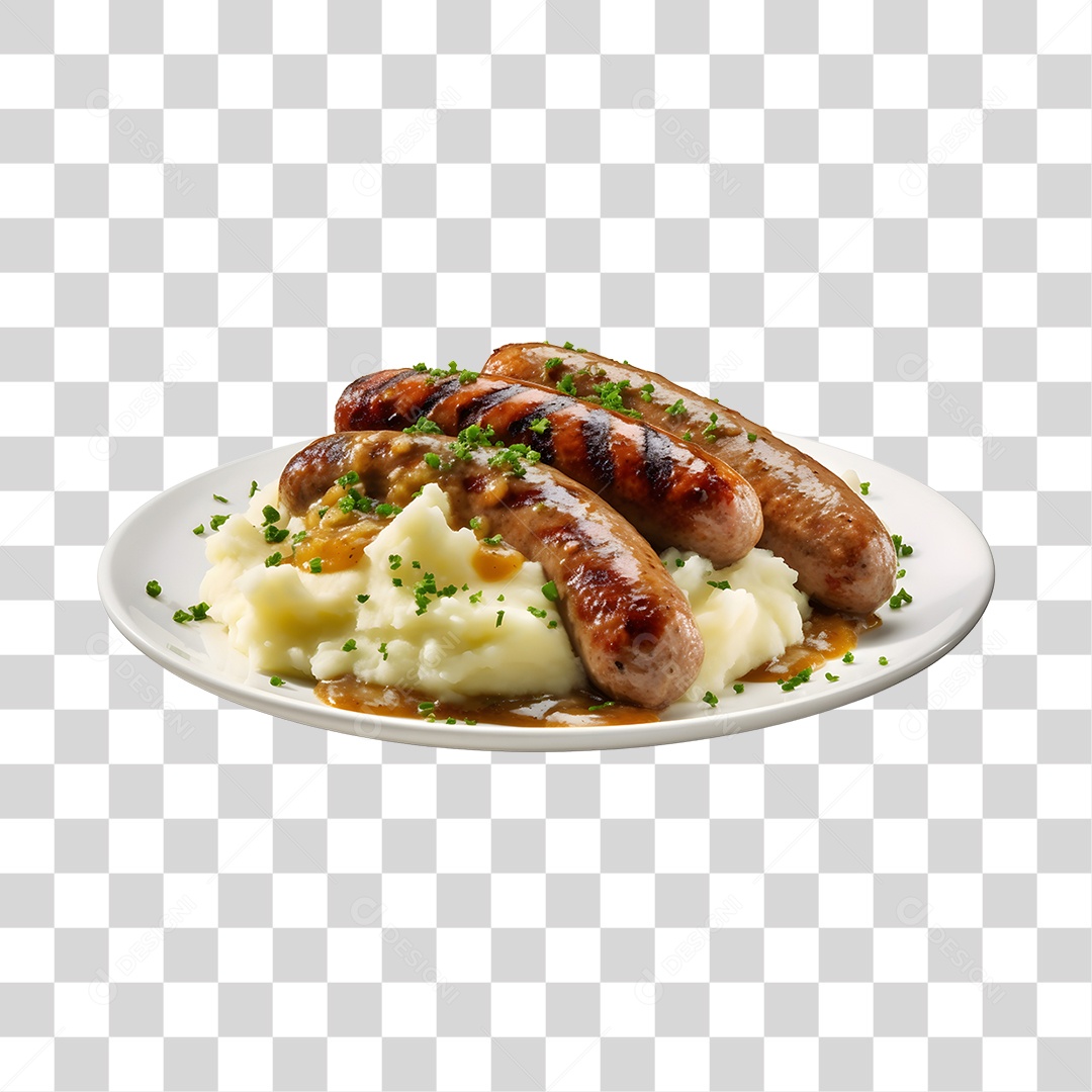 Prato De Comida Arroz Com Linguiça PNG Transparente