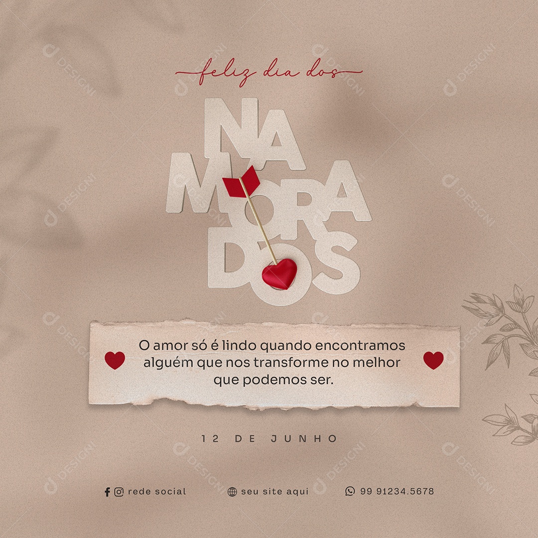 Feliz Dia Dos Namorados 12 de Junho Social Media PSD Editável