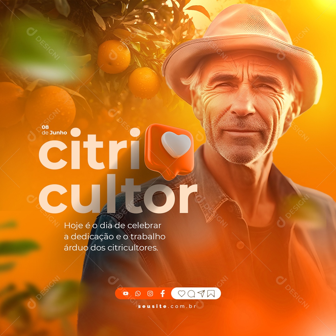 Hoje é Dia De Celebrar 8 De Junho Dia Do Citricultor Social Media PSD Editável
