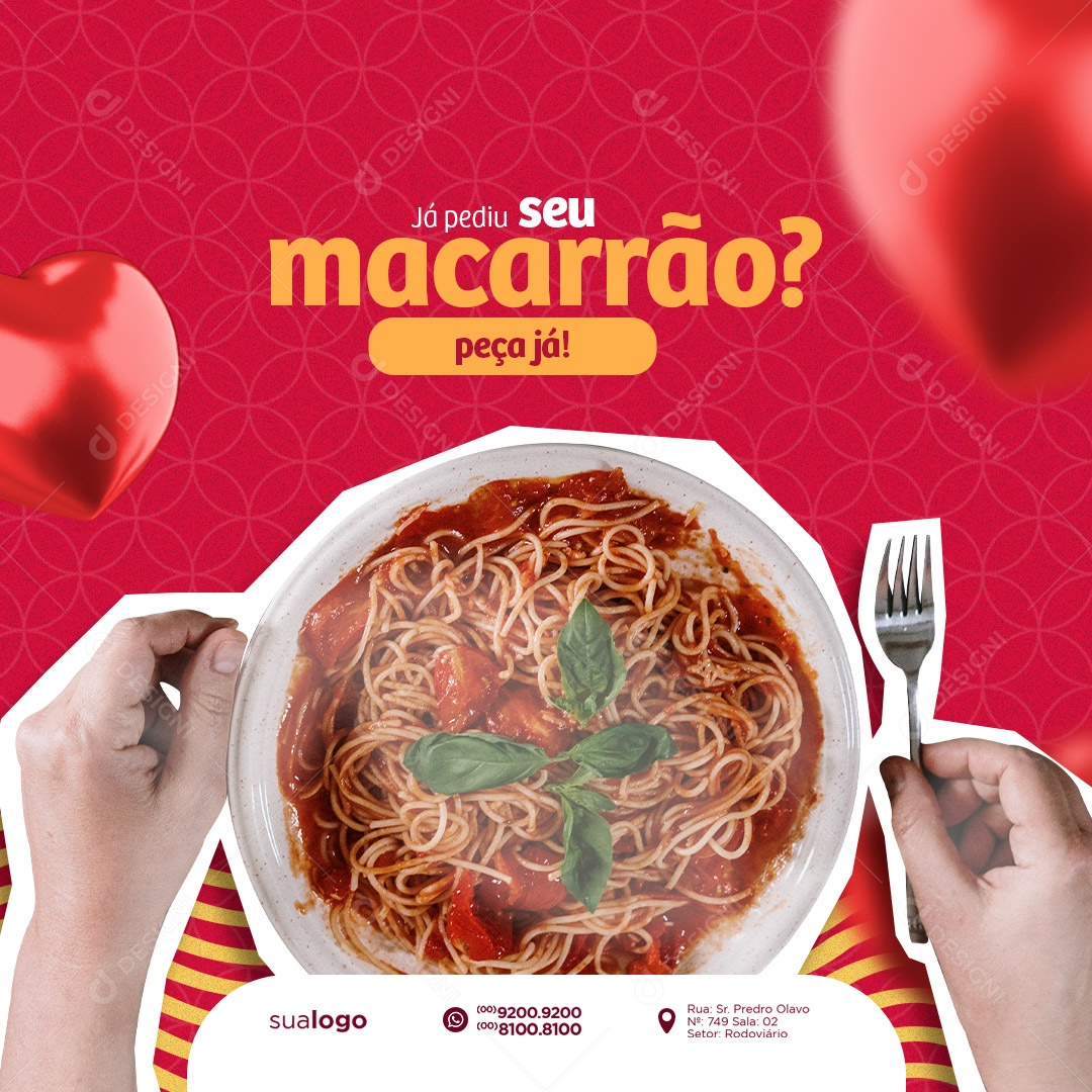 Social Media Já Pediu Seu Macarrão Casa De Massa PSD Editável