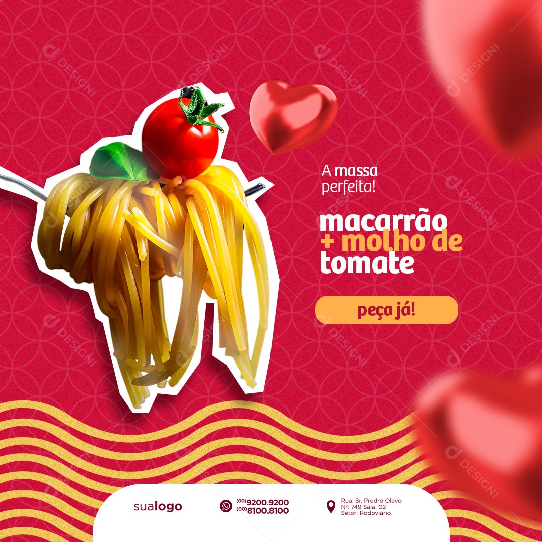 A Massa Perfeita Macarrão + Molho De Tomate Casa De Massa Social Media PSD Editável