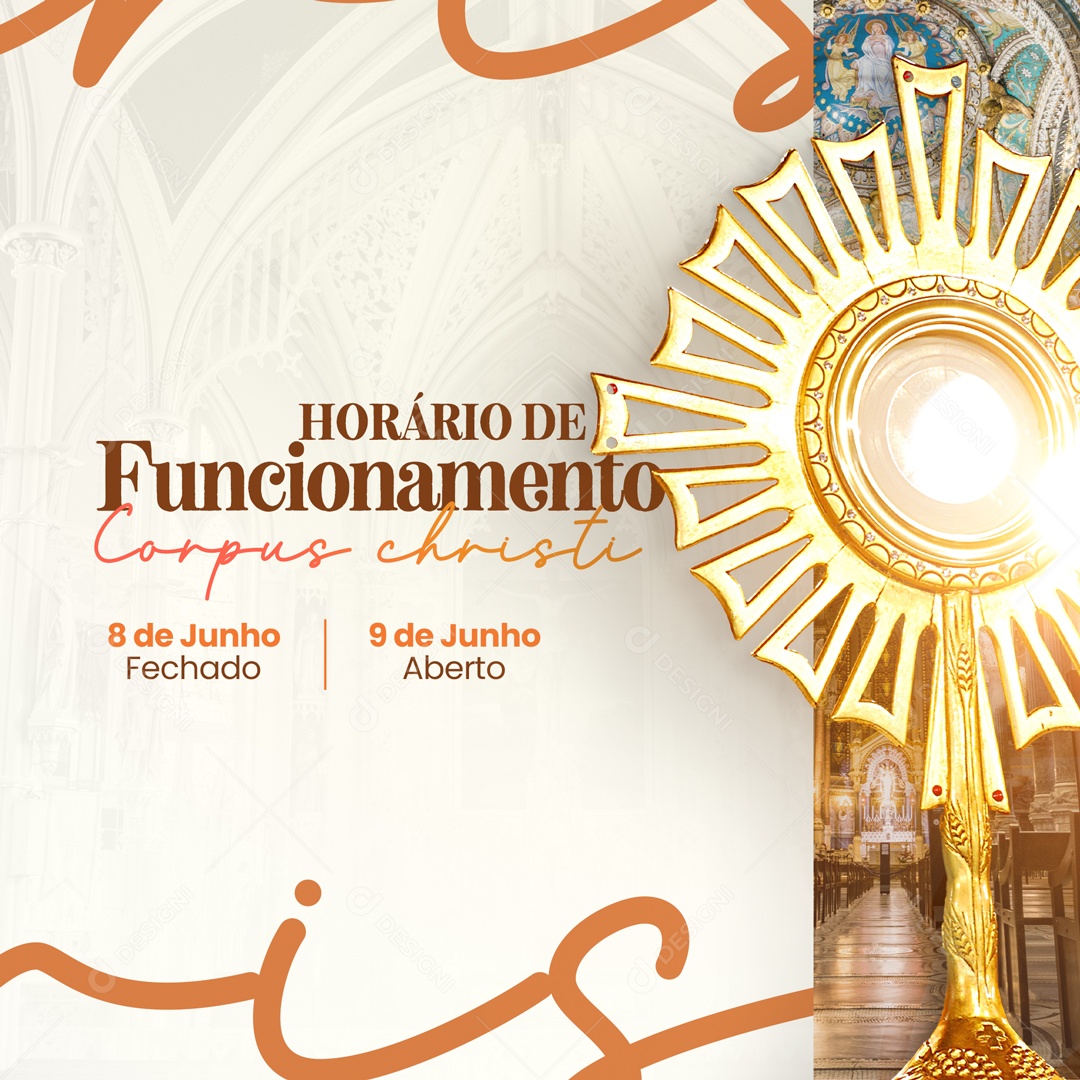 Horário De Funcionamento Corpus Christi Social Media PSD Editável