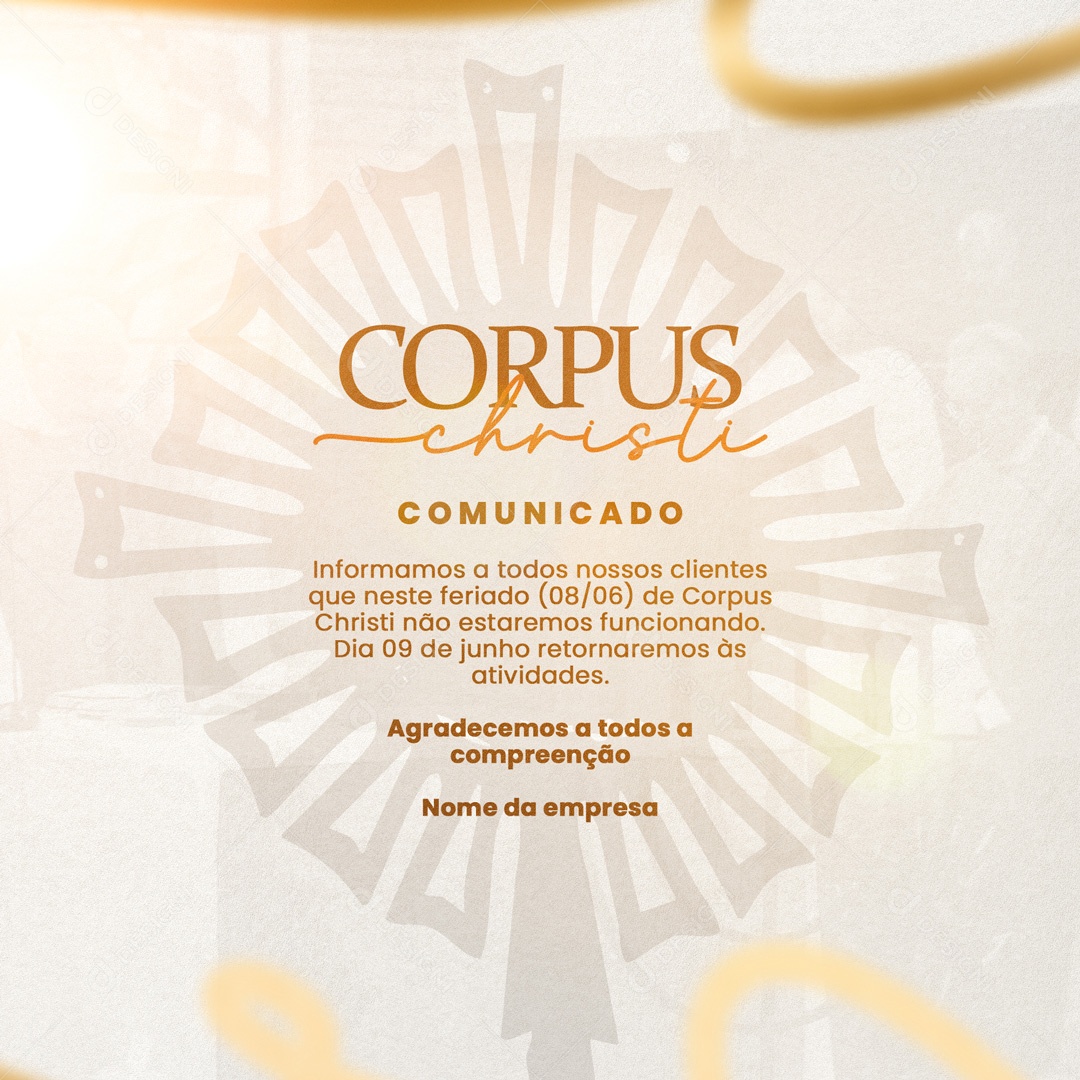 Corpus Christi Comunicado Social Media PSD Editável