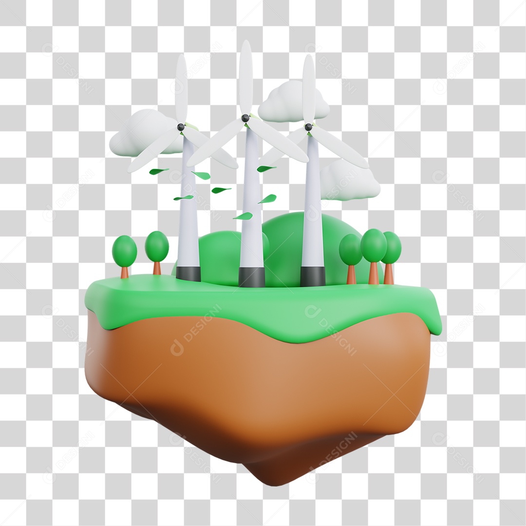 Elemento 3D Planeta Ecológico para Composição PNG Transparente