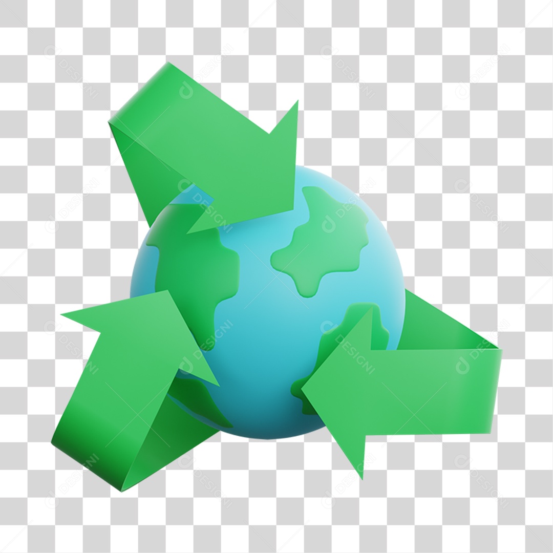 Elemento 3D Planeta Ecológico para Composição PNG Transparente