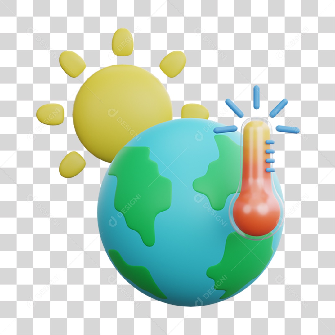 Elemento 3D Planeta Ecológico para Composição PNG Transparente