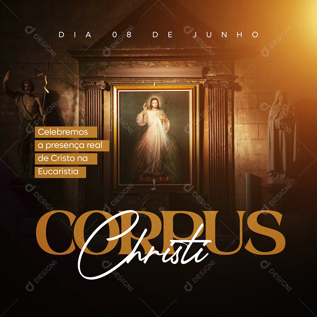 Social Media Cristo Na Eucaristia Corpus Christi PSD Editável