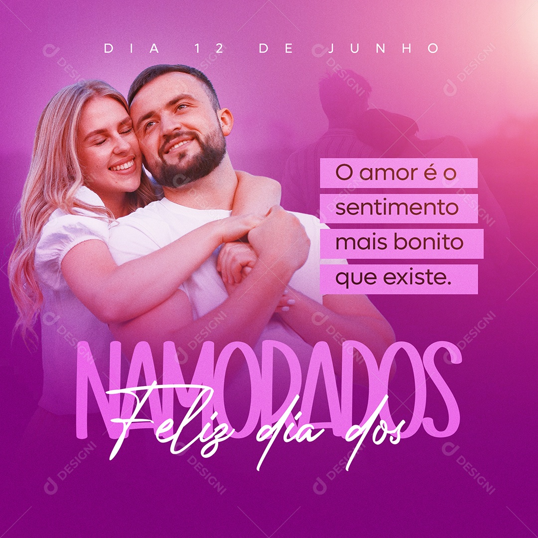 Social Media Feliz Dia Dos Namorados Sentimento Mais Bonito PSD Editável