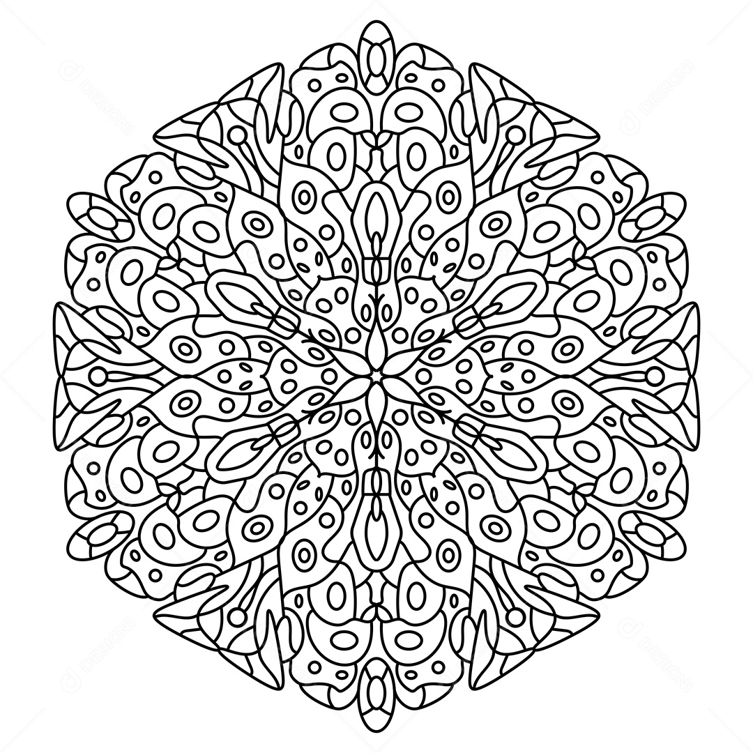 Mandala De Contorno Para Livro De Colorir Vetor EPS