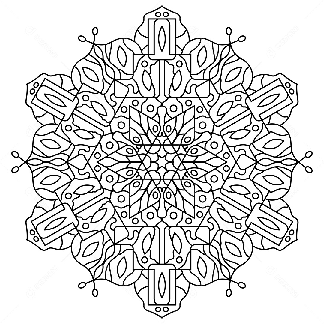 Mandala De Contorno Para Livro De Colorir Vetor EPS