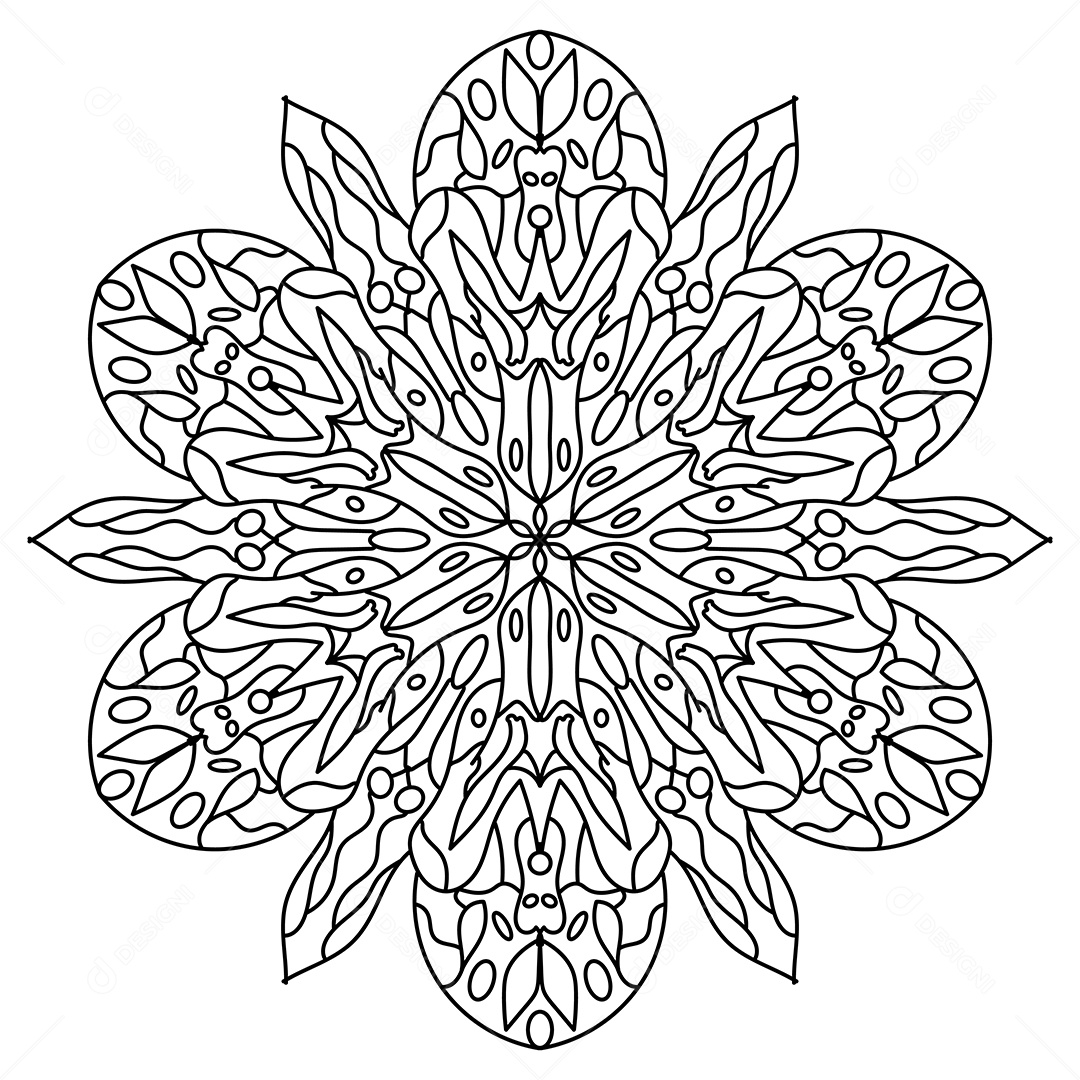 Mandala De Contorno Para Livro De Colorir Vetor EPS