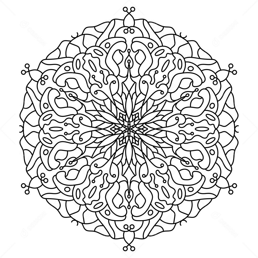 Mandala De Contorno Para Livro De Colorir Vetor EPS