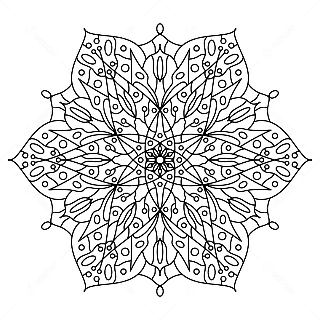 Mandala De Contorno Para Livro De Colorir Vetor EPS
