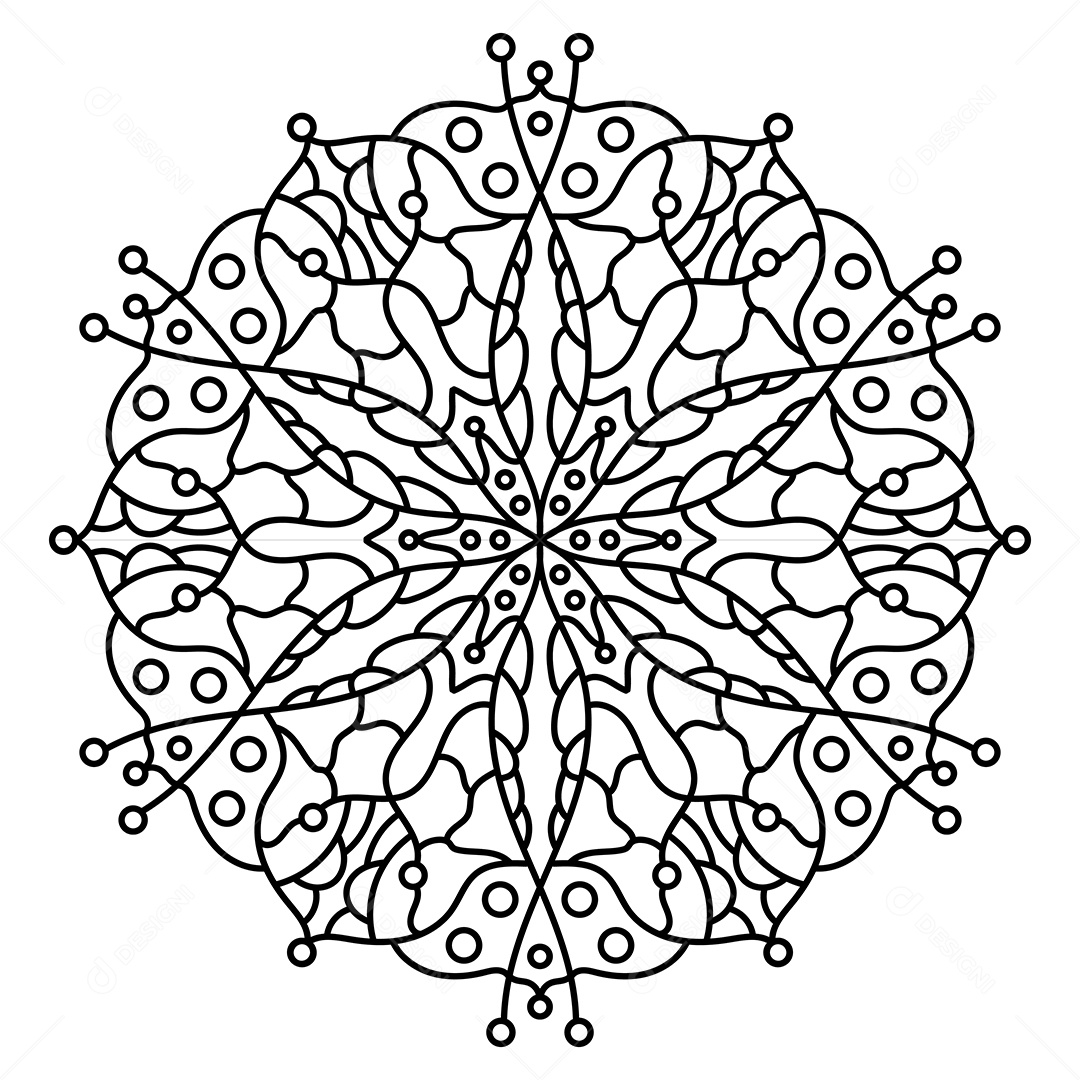 Mandala De Contorno Para Livro De Colorir Vetor EPS