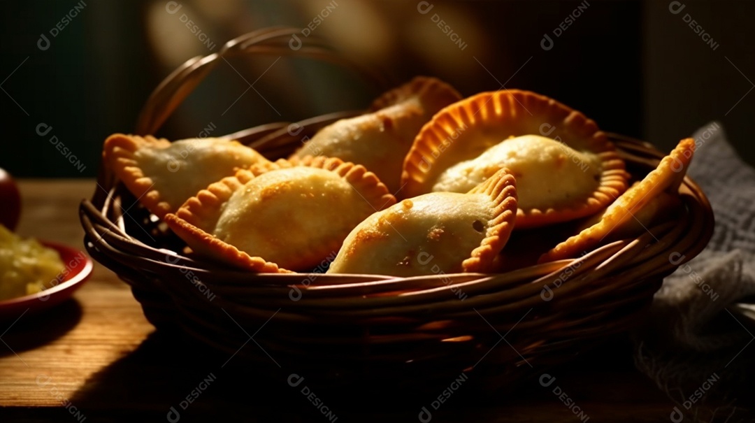 Deliciosos pasteis de forno sobre a cesta