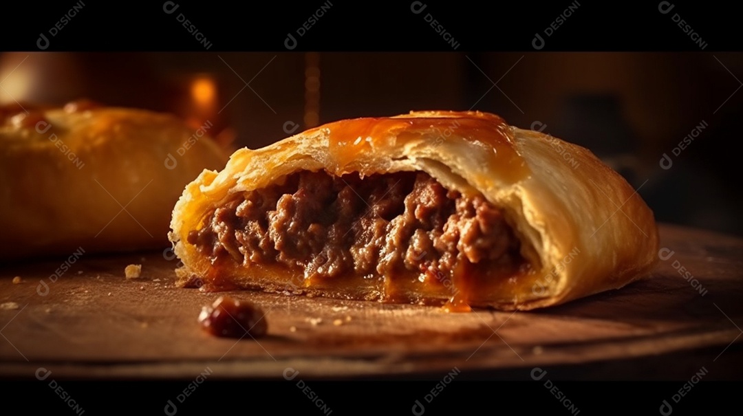 Deliciosos pasteis de forno recheados sobre a mesa