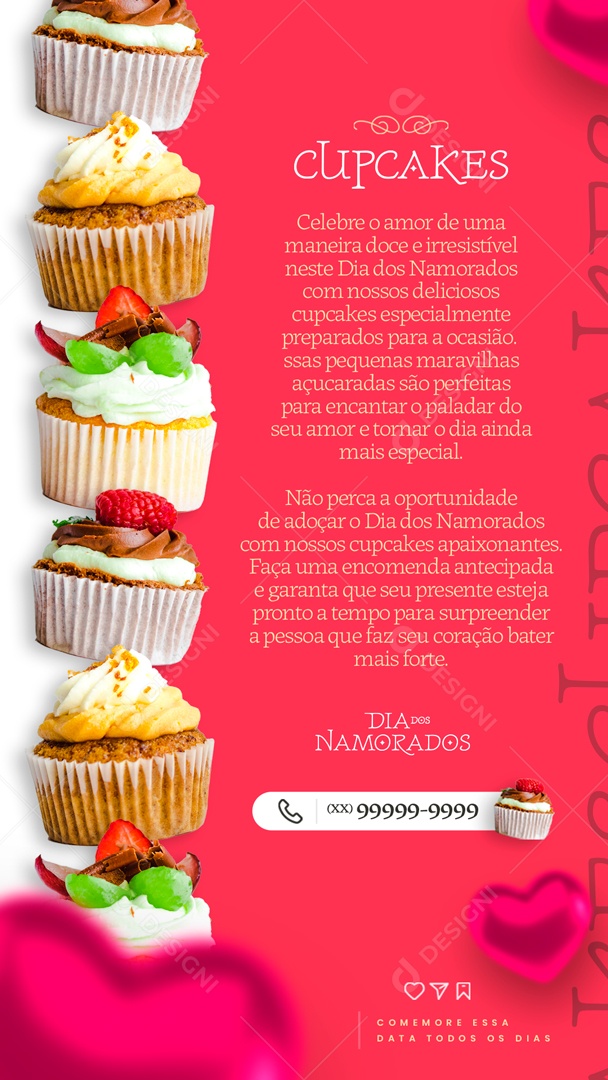 Story Encomende Seus Cupcakes Celebre o Amor De Uma Maneira Doce e Irresistível PSD Editável