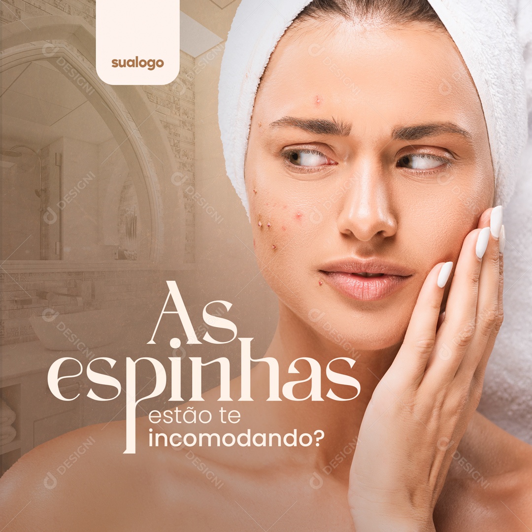 As Espinhas Estão Te incomodando Clínica De Estética Social Media PSD Editável